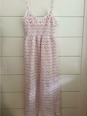 Rosie Posie White and Pink Floral Smocked Maxi Dress